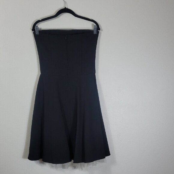 Y2K 90s Ruby Mini Strapless Dress S Black Tulle Whimsigoth Grunge Hoco Cocktail - Picture 7 of 13